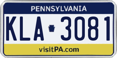PA license plate KLA3081