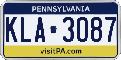 PA license plate KLA3087