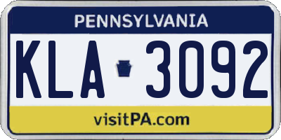 PA license plate KLA3092