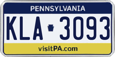 PA license plate KLA3093