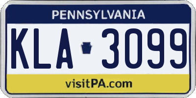 PA license plate KLA3099