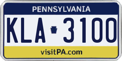 PA license plate KLA3100