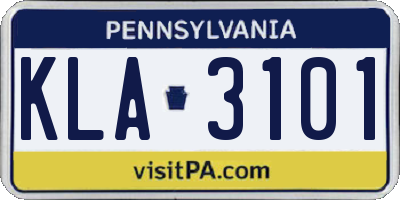 PA license plate KLA3101