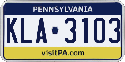 PA license plate KLA3103