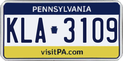 PA license plate KLA3109