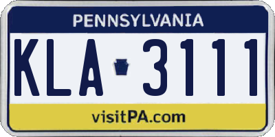 PA license plate KLA3111
