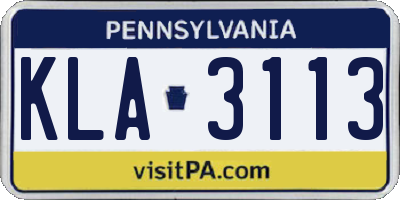 PA license plate KLA3113