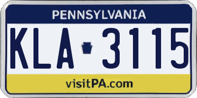 PA license plate KLA3115