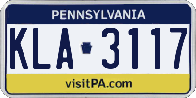 PA license plate KLA3117