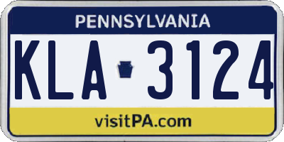PA license plate KLA3124