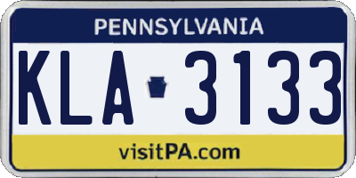 PA license plate KLA3133