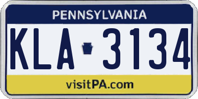 PA license plate KLA3134