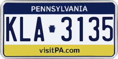 PA license plate KLA3135