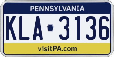 PA license plate KLA3136