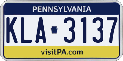 PA license plate KLA3137