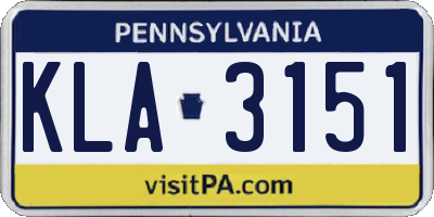 PA license plate KLA3151