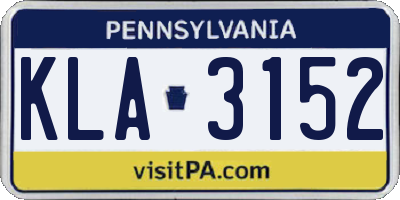 PA license plate KLA3152