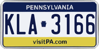 PA license plate KLA3166