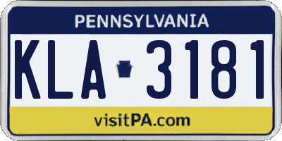 PA license plate KLA3181