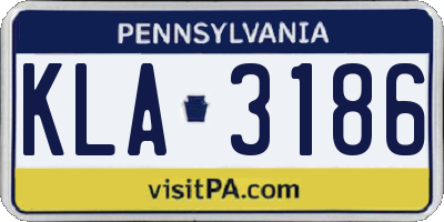 PA license plate KLA3186