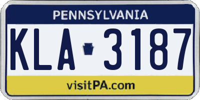 PA license plate KLA3187