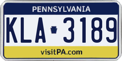 PA license plate KLA3189