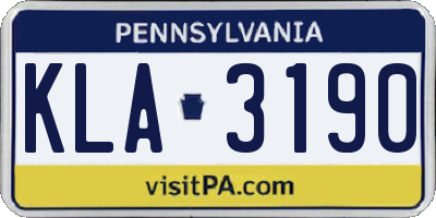 PA license plate KLA3190