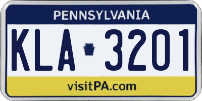 PA license plate KLA3201