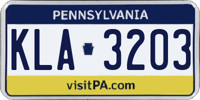 PA license plate KLA3203