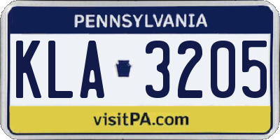PA license plate KLA3205