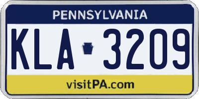 PA license plate KLA3209