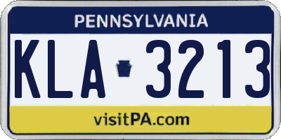 PA license plate KLA3213