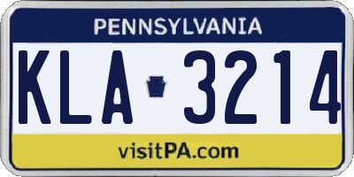PA license plate KLA3214