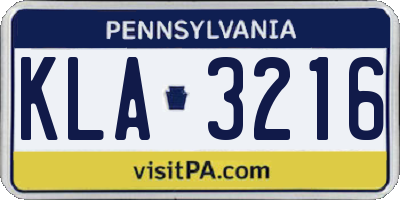 PA license plate KLA3216