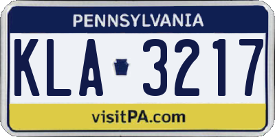 PA license plate KLA3217
