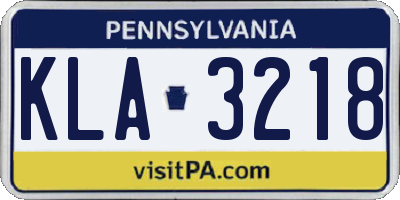 PA license plate KLA3218