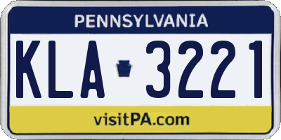 PA license plate KLA3221