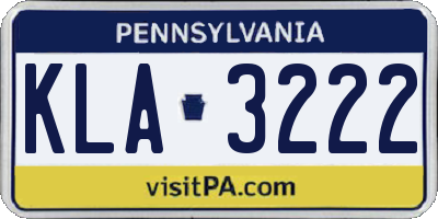 PA license plate KLA3222