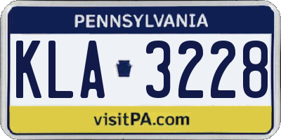 PA license plate KLA3228