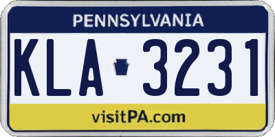 PA license plate KLA3231