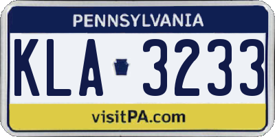 PA license plate KLA3233