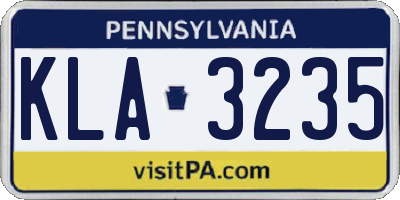 PA license plate KLA3235