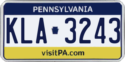 PA license plate KLA3243