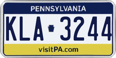 PA license plate KLA3244