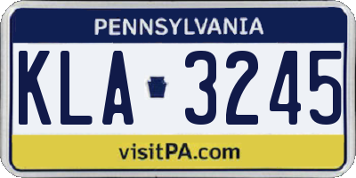PA license plate KLA3245