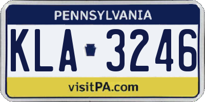 PA license plate KLA3246