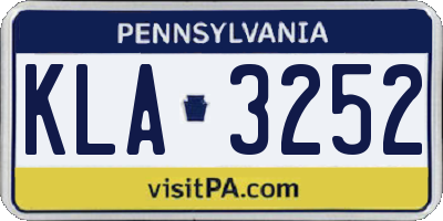 PA license plate KLA3252
