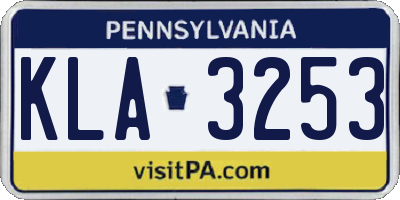 PA license plate KLA3253