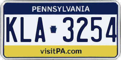 PA license plate KLA3254