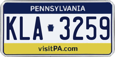 PA license plate KLA3259